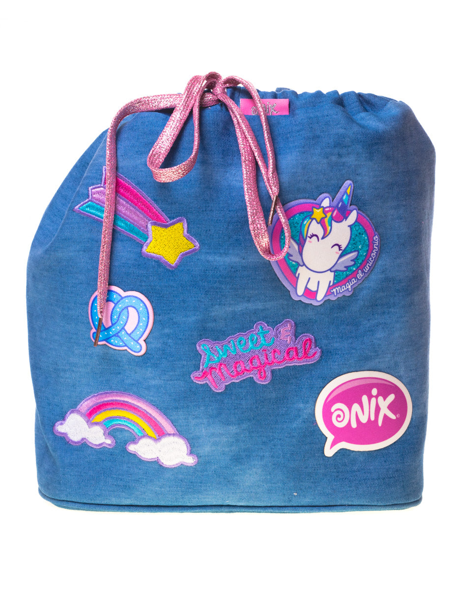 Morral de Mezclilla con Parches Onix – Onix Pink Shop